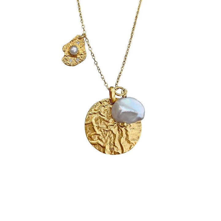 Lucky Teardrops Gold Plated Necklace w. Pearls