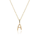 Letter A 10K Gold Pendant w. Diamonds