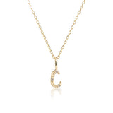 Letter C 10K Gold Pendant w. Diamonds