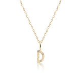Letter D 10K Gold Pendant w. Diamonds