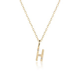 Letter H 10K Gold Pendant w. Diamonds
