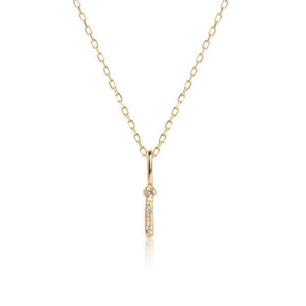 Letter I 10K Gold Pendant w. Diamonds