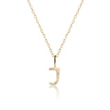 Letter J 10K Gold Pendant w. Diamonds