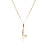 Letter L 10K Gold Pendant w. Diamonds