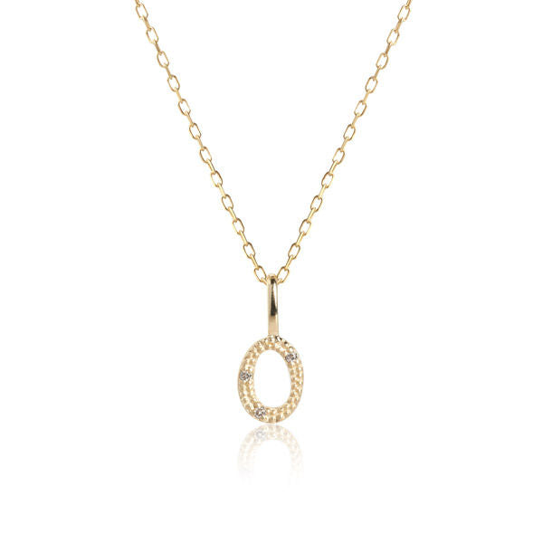 Letter O 10K Gold Pendant w. Diamonds