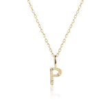Letter P 10K Gold Pendant w. Diamonds