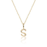 Letter S 10K Gold Pendant w. Diamonds