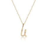 Letter U 10K Gold Pendant w. Diamonds