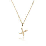 Letter X 10K Gold Pendant w. Diamonds