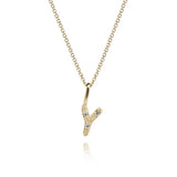 Letter Y 10K Gold Pendant w. Diamonds
