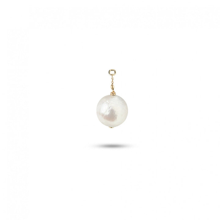 Regnbue 0,5 cm 10K Guld Ørerings-Vedhæng m. Perle