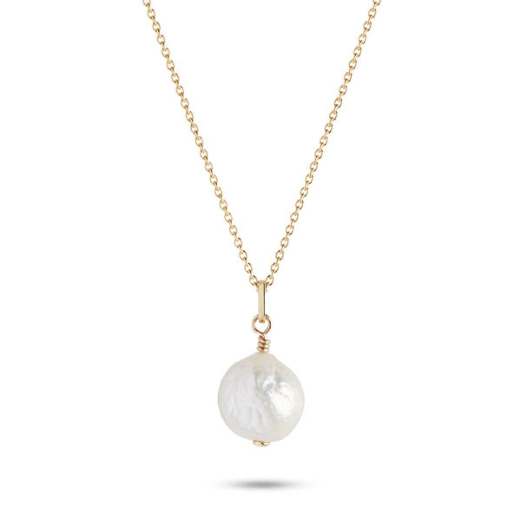 Rainbow Baroque 10K Gold Pendant w. Pearl