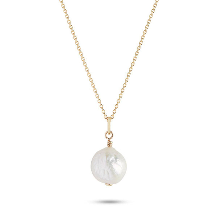 Rainbow Baroque 10K Gold Pendant w. Pearl