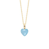 10K Gold Heart Pendant w. Aquamarine & Diamond