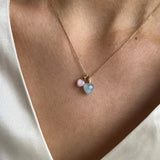 10K Gold Heart Pendant w. Opal & Diamond