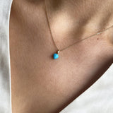 10K Gold Heart Pendant w. Turquoise & Diamond