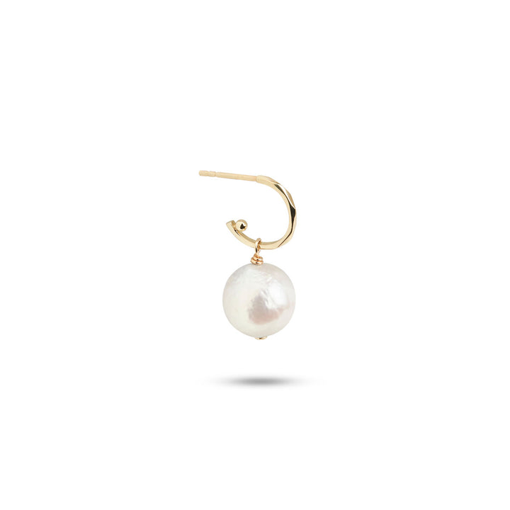 Baroque freshwater 10K Gold Hoop w. Pearl