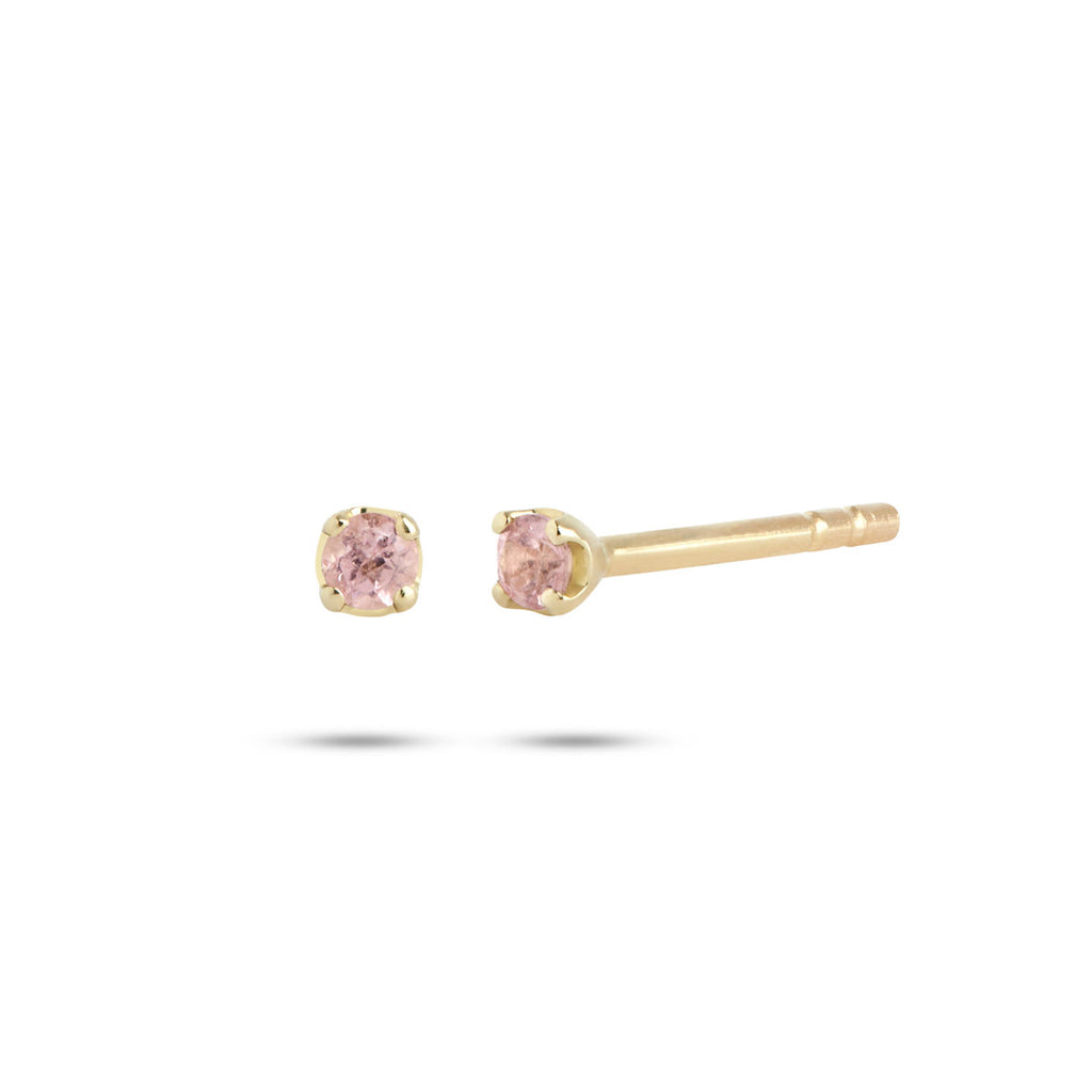 Rainbow Pink 10K Gold Stud w. Tourmaline