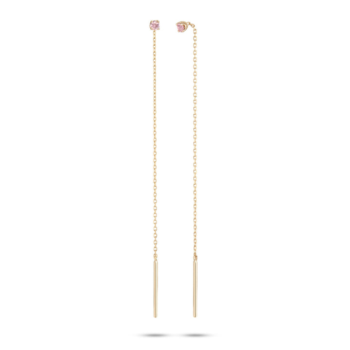 Rainbow Chain Pink 10K Gold Stud w. Tourmaline