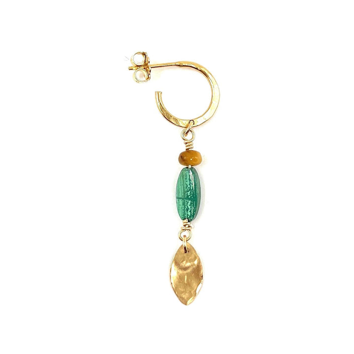 Tanya 14K Goldfilled Hoop w. Malachite & Tiger's Eye