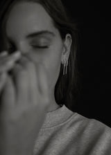 Tennis Drop 18K White Gold Earrings w. Lab-Grown Diamonds