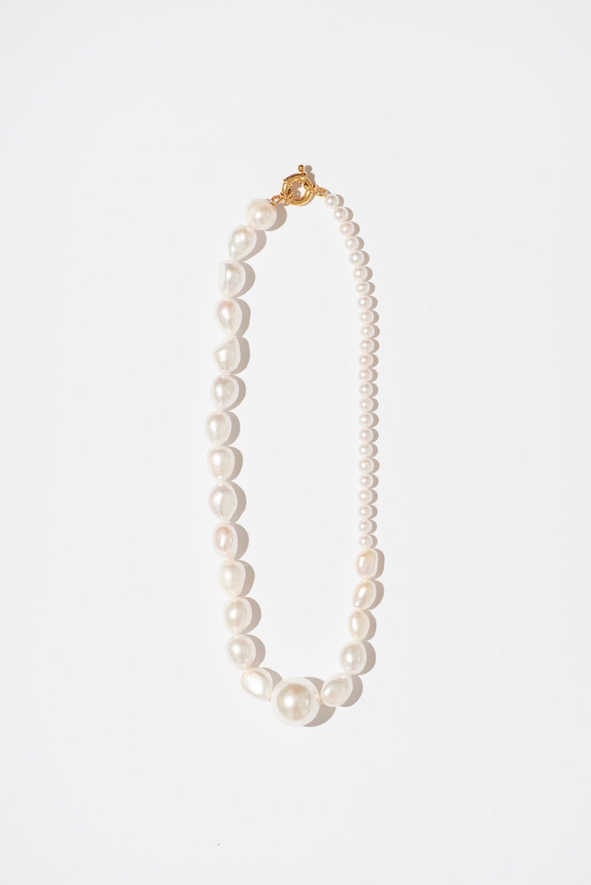 The Big Pearl Variation Gold Plated Necklace w. Pearls