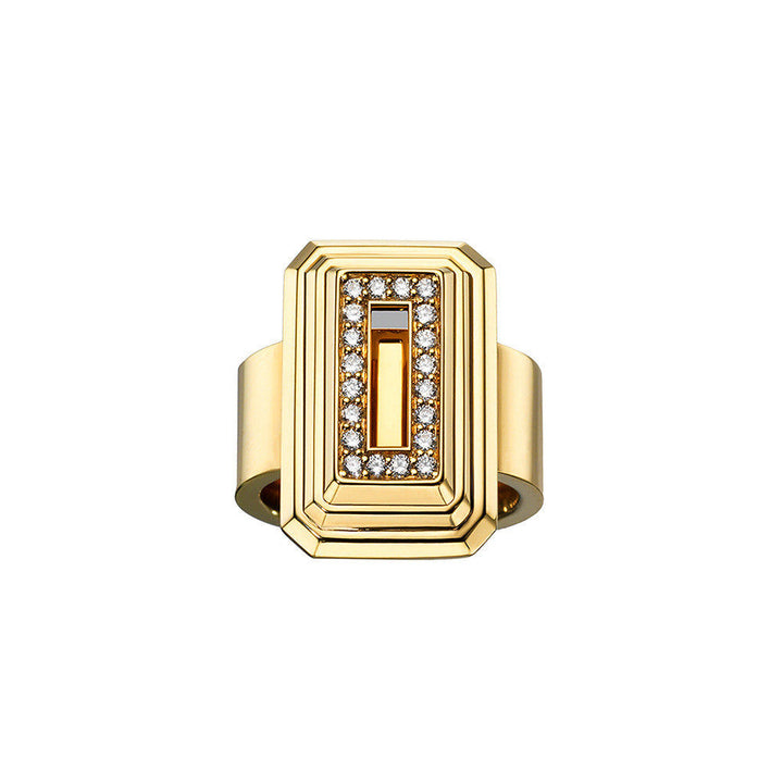 ICON Pyramid 18K Gold Plated Ring w. Diamond