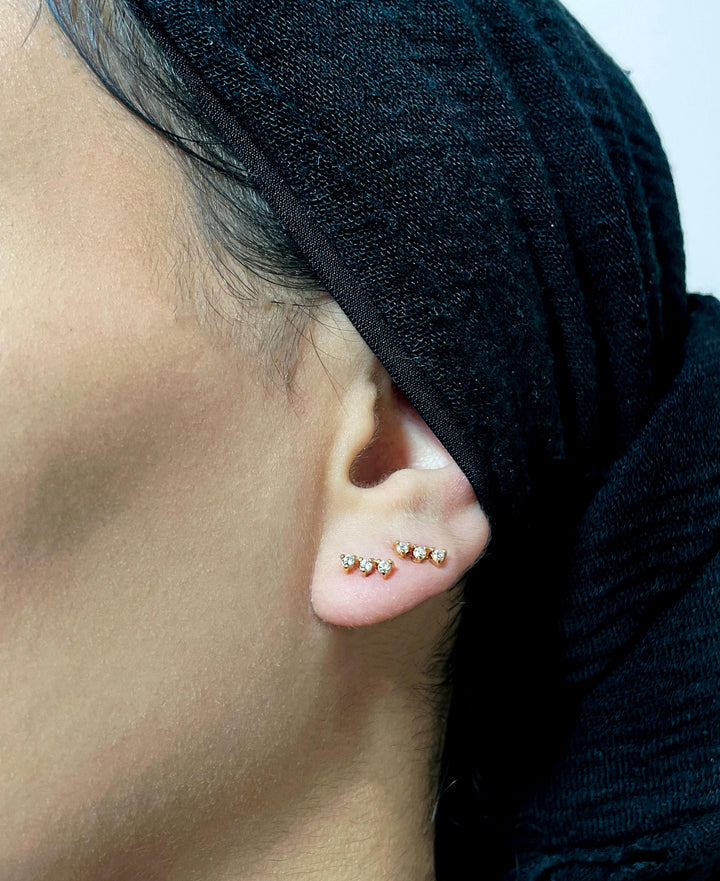 Three Stars Gold Plated Earring w. Zirconias