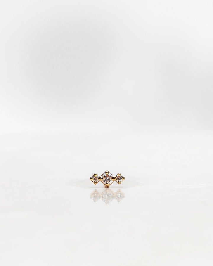 Tiny Brigitte Single 18K Gold, Whitegold or Rosegold Stud w. Diamonds