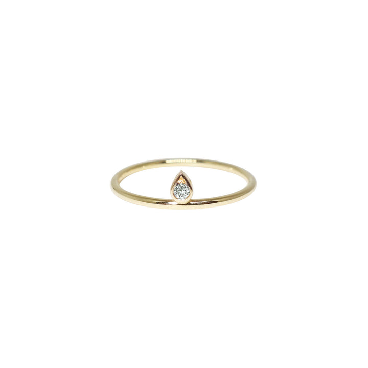 Tiny Tear 14K Gold Ring w. Diamond