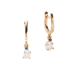 Tiny Cloud 18K Gold or Rosegold Hoops w. Ruby, Sapphires & Tsavorite