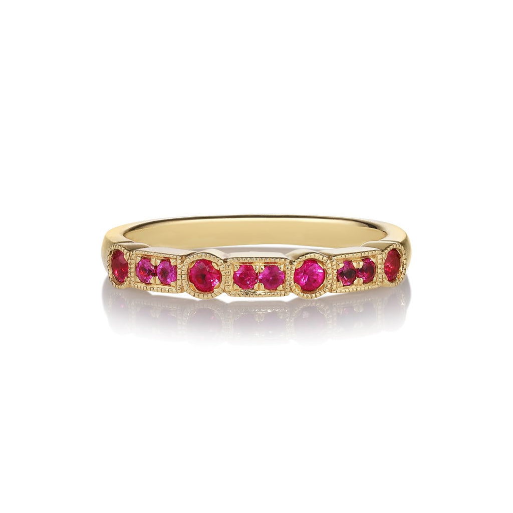 Trine Ji Hot Pink 14K Gold Ring w. Sapphires
