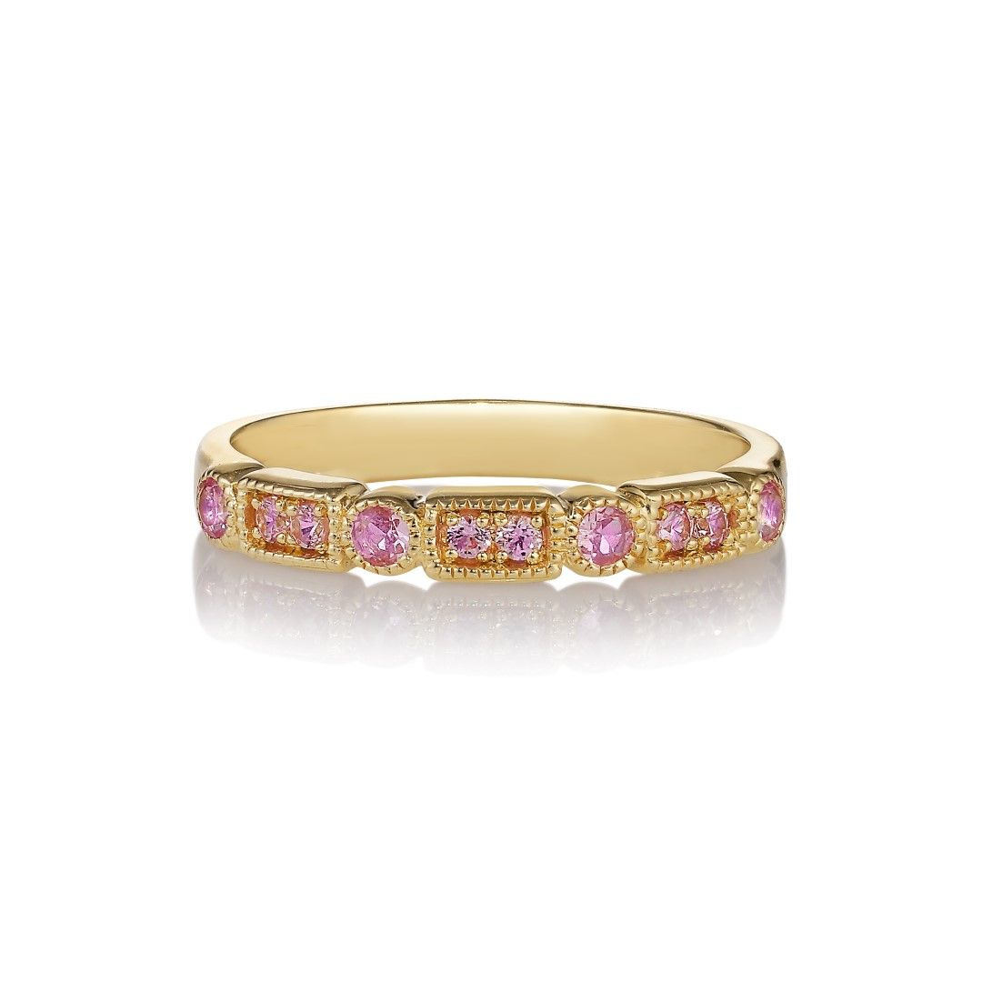 Trine Ji Light Pink 14K Gold Ring w. Sapphires