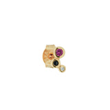 Trinity 18K Gold Plated Stud w. White, Black & Pink Zirconia