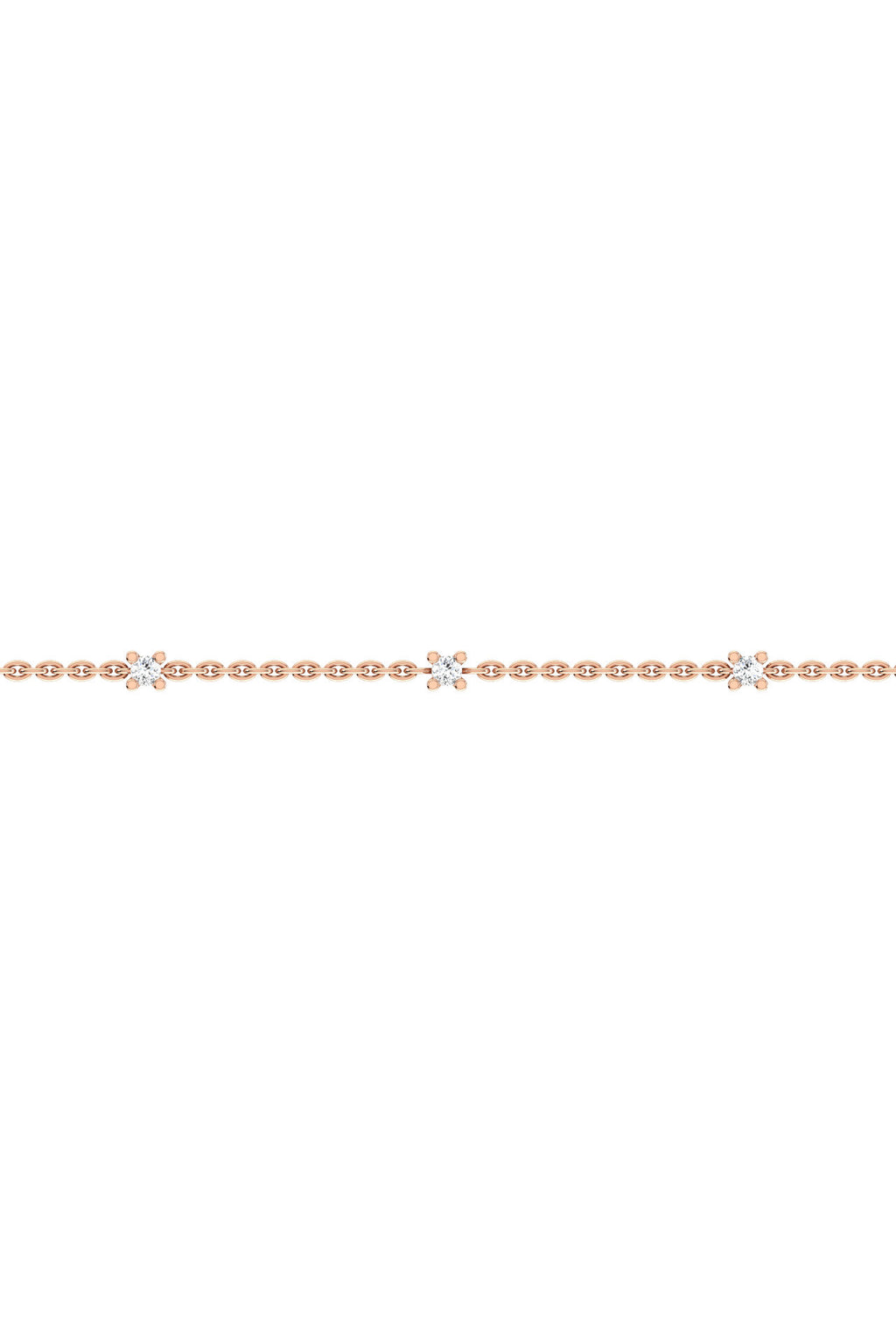 Triple Solitaire Mini 18K Rose Gold Bracelet w. Lab-Grown Diamonds