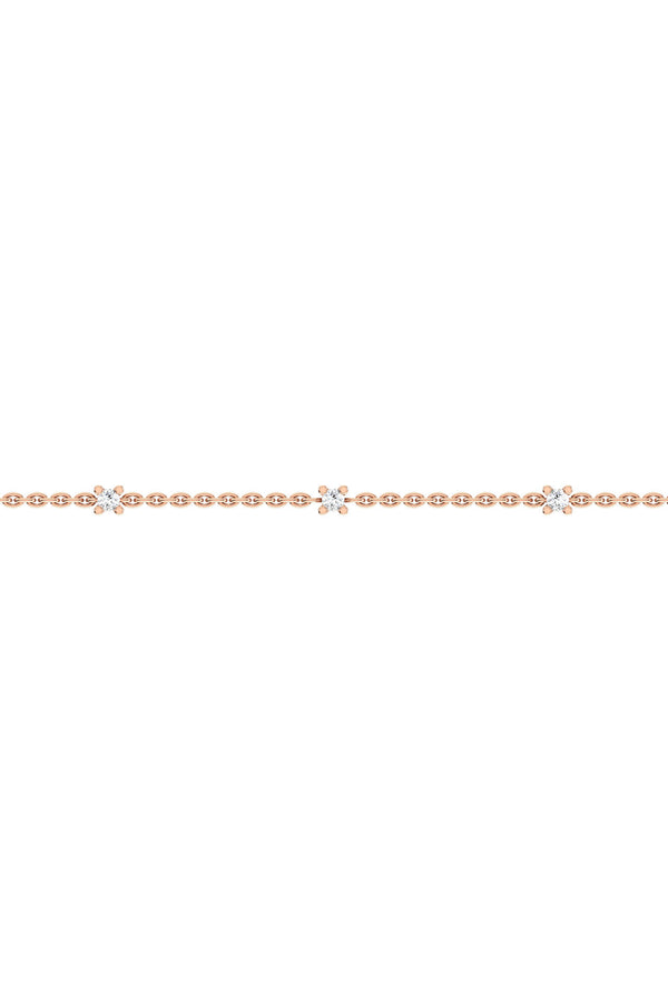 Triple Solitaire Mini 18K Rose Gold Bracelet w. Lab-Grown Diamonds