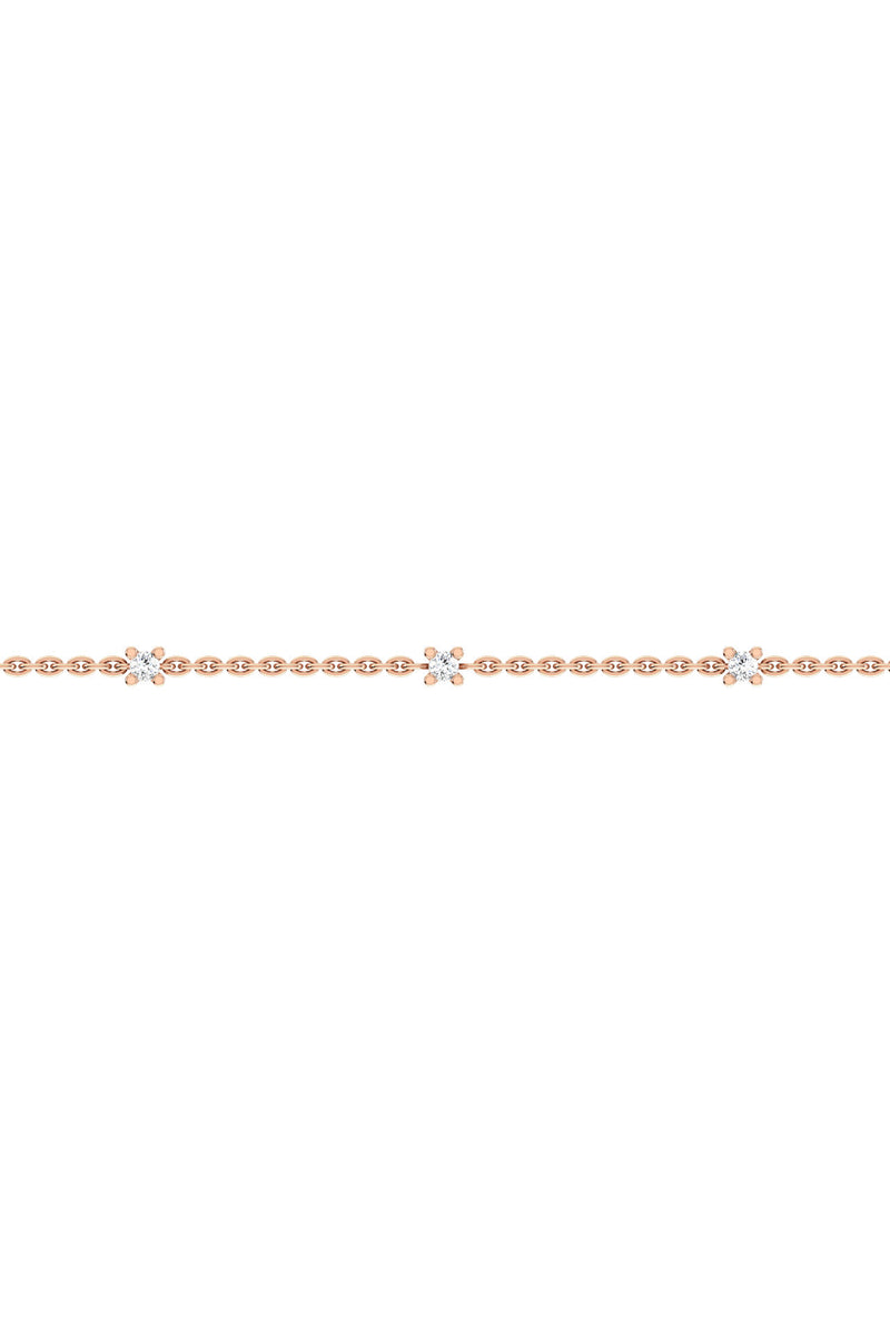 Triple Solitaire Mini 18K Rose Gold Bracelet w. Lab-Grown Diamonds
