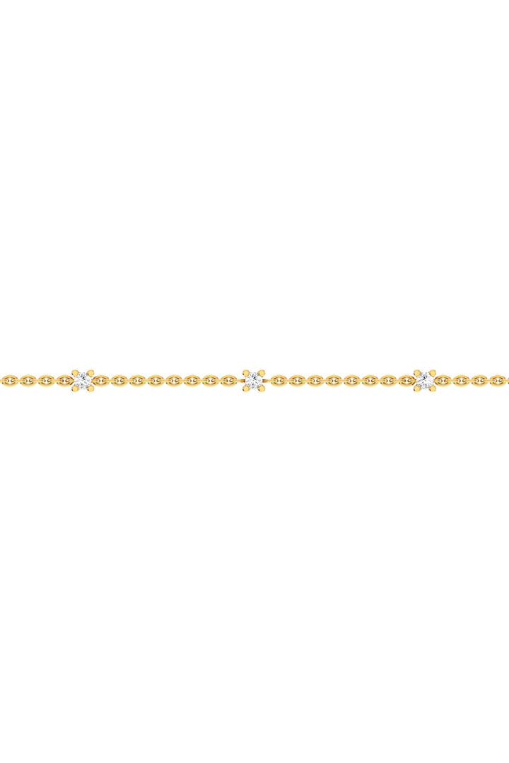 Triple Solitaire Mini 18K Gold Bracelet w. Lab-Grown Diamonds