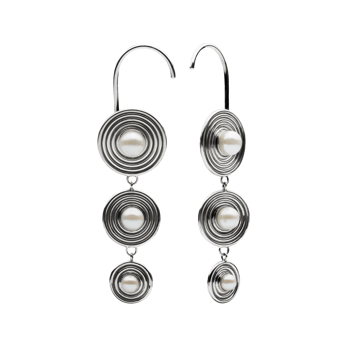 Triple Bobbie Earrings Silver