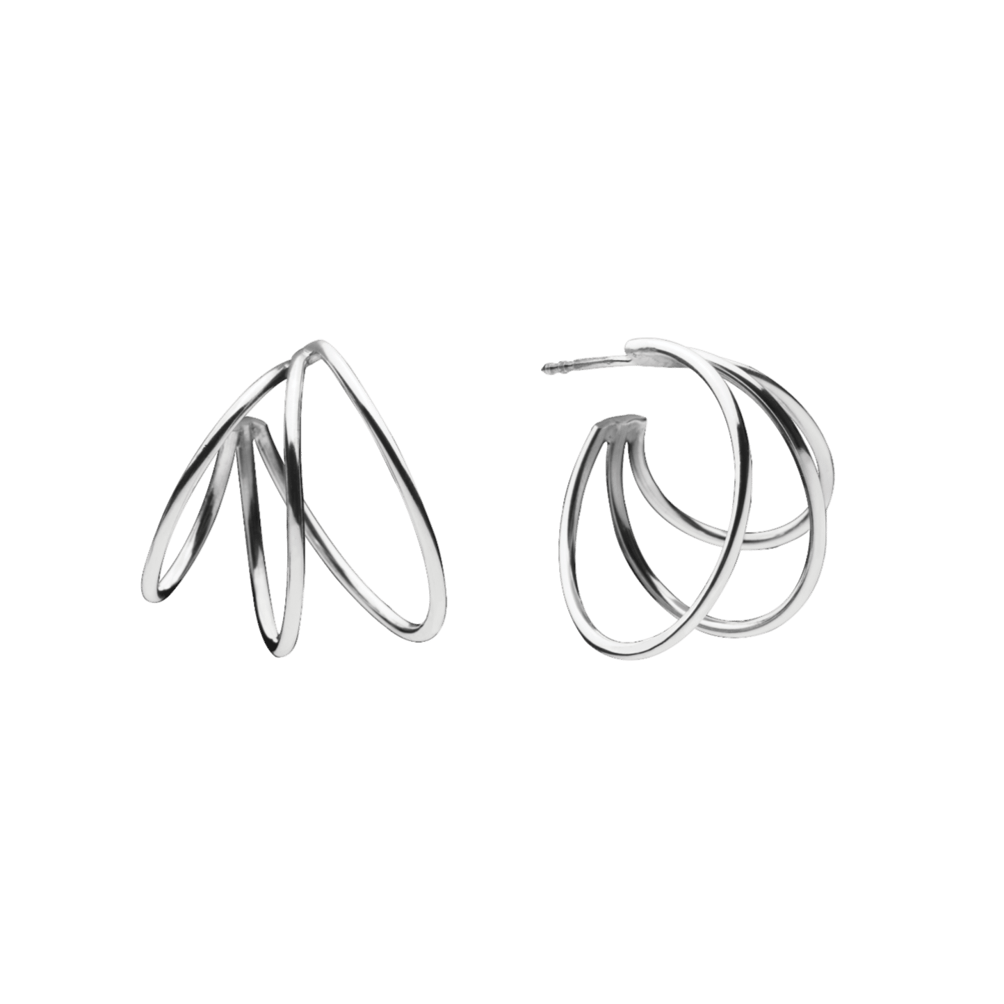 Triple Hoop Earrings Silver