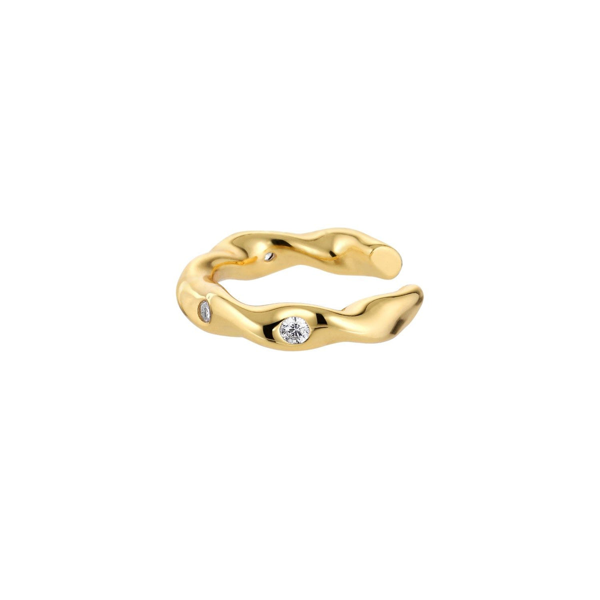 Twist 18K Gold Plated Ear Cuff w. Zirconia