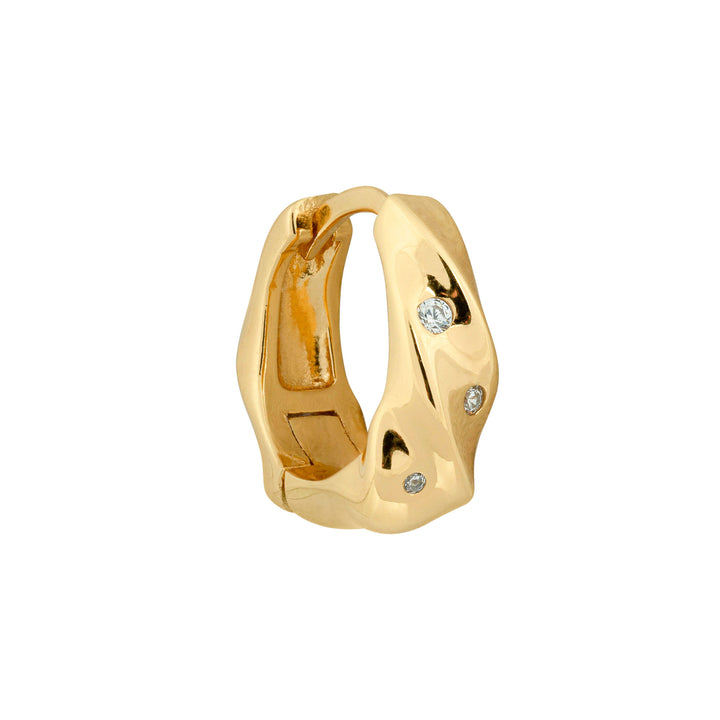 Twist Large 18K Forgyldt Huggie m. Hvid Zirkon