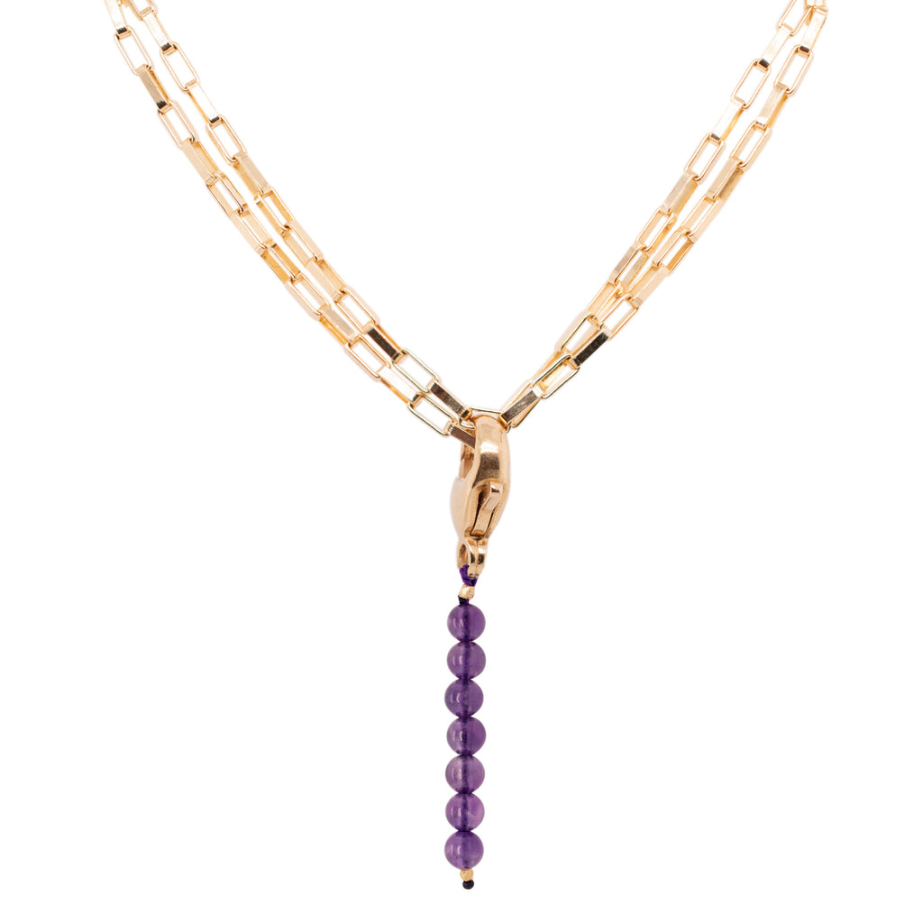 Multi Gold Plated Necklace w. Amethyst
