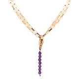 Multi Gold Plated Necklace w. Amethyst