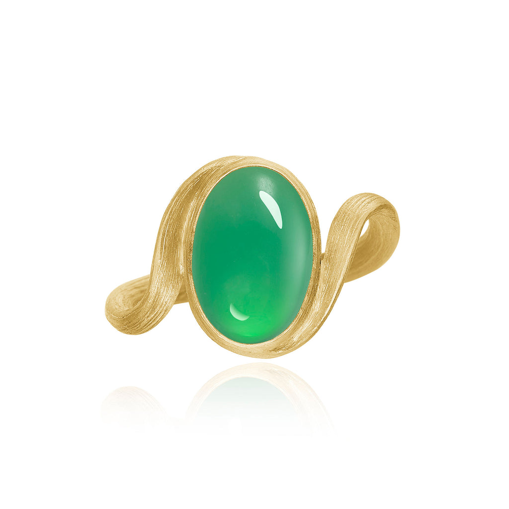 Vega Small 18K Gold Ring w. Chrysoprase