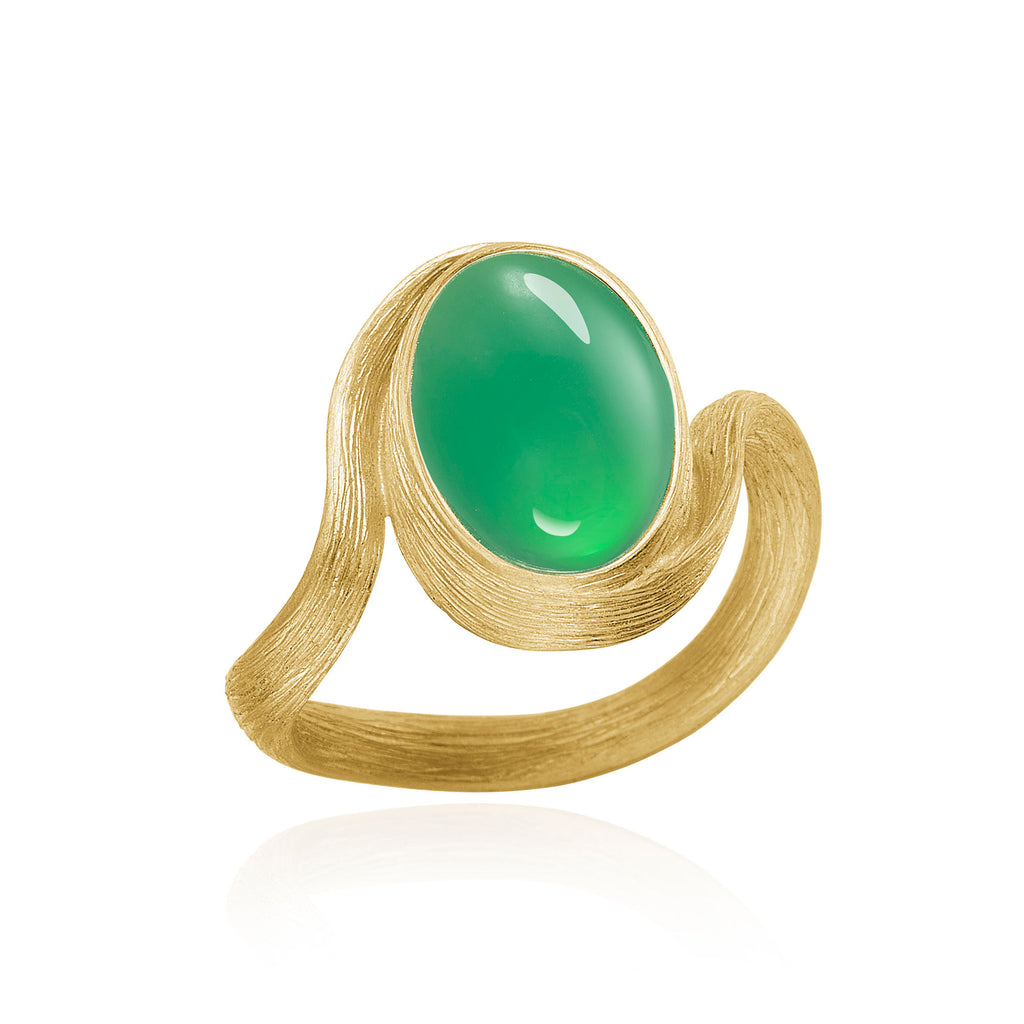 Vega Small 18K Gold Ring w. Chrysoprase
