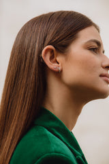 V 18K White Gold Hoops w. Lab-Grown Diamonds