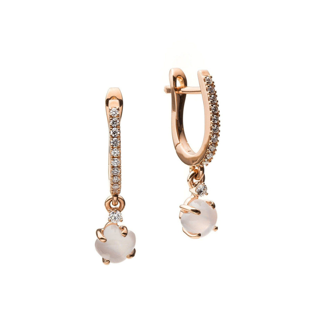 Tiny Cloud Pavé 18K Gold Hoops w. Quartz & Diamonds