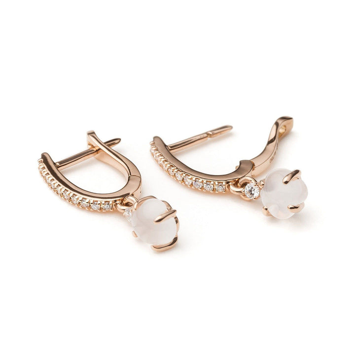 Tiny Cloud Pavé 18K Gold Hoops w. Quartz & Diamonds