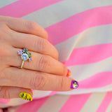 Varnaya Amatara 18K Gold Ring w. Diamond & Sapphires